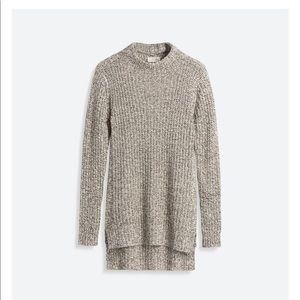 RD Style mock turtle neck pullover tunic sweater-cream and gray